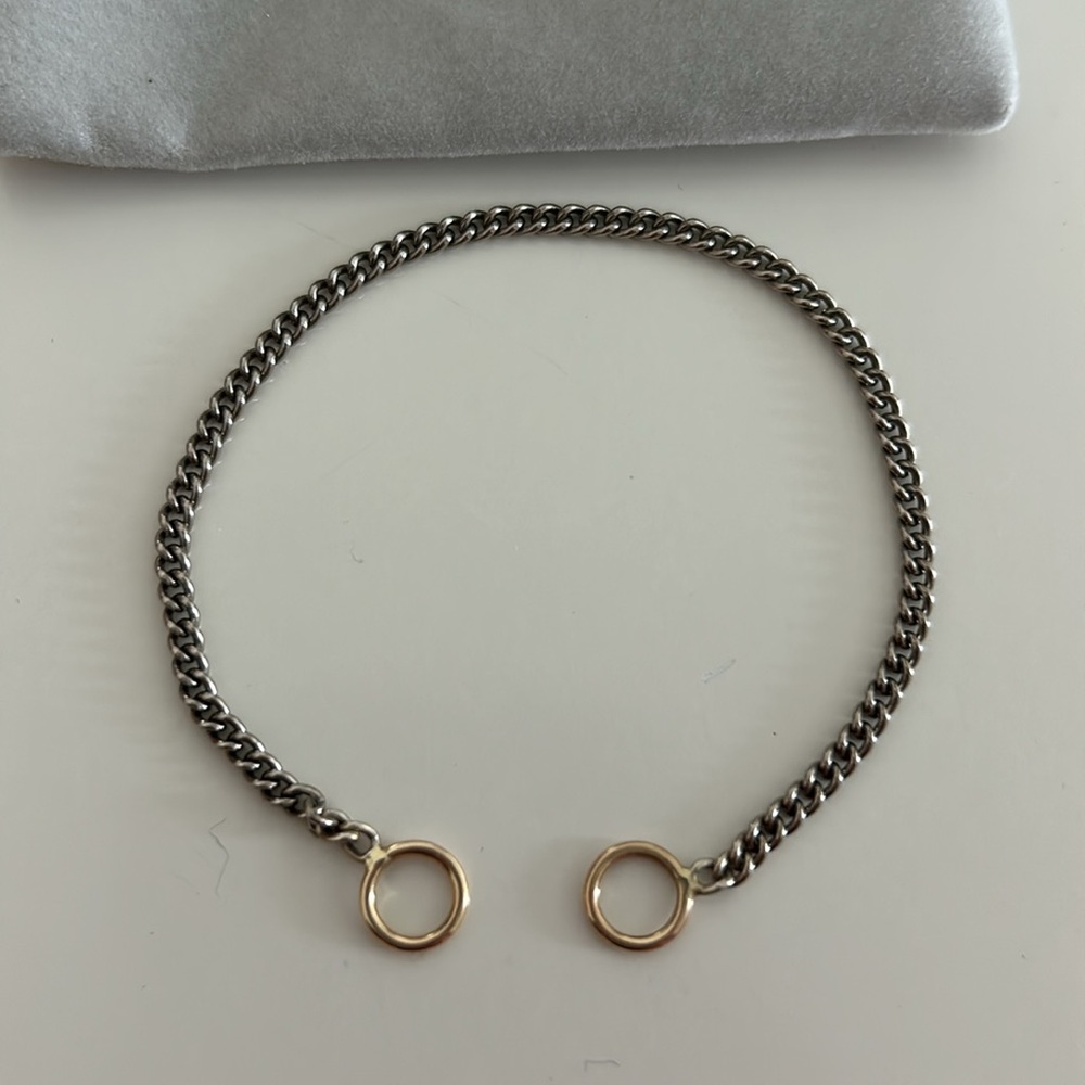 Marla Aaron Not So Heavy Curb Chain bracelet - silver with 14k yellow gold loops